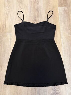NWT French Connection Whisper Frill Sweetheart Black Spaghetti Strap Mini Dress